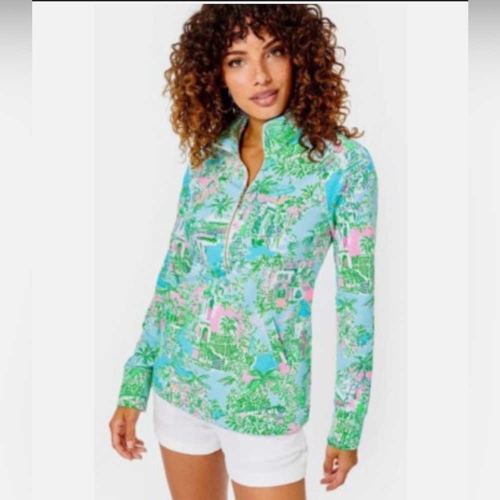 Lilly Pulitzer Skipper Popover Lilly Loves Palm Beach Print - Size Med - EUC
